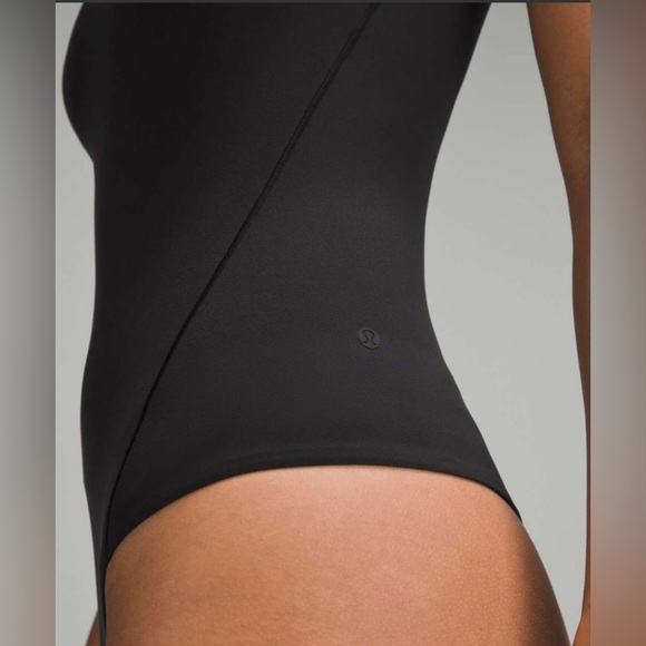 Lululemon Wundermost Ultra-Soft Nulu Asymmetrical Bodysuit in Black - Picture 2 of 7